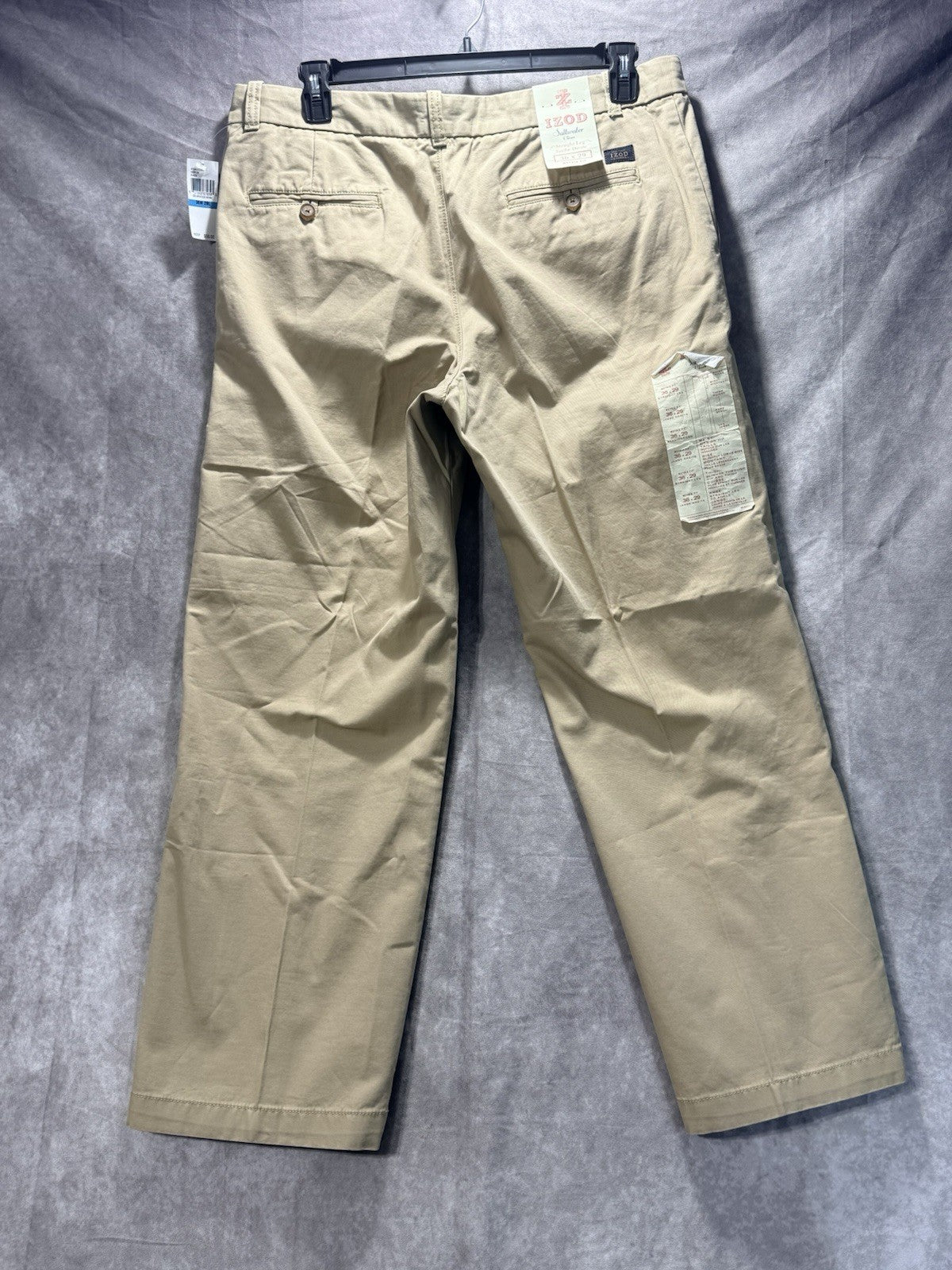 NWT IZOD Saltwater Chino Pants Khaki Straight Leg Metrix Fit 36x29 MSRP $58