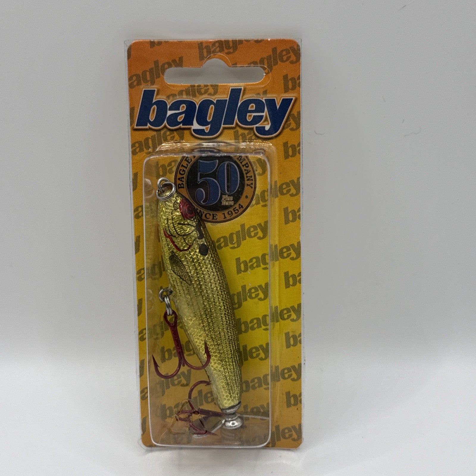 Bagley Mighty Minnow Tailspin Lure | Vintage | Gold | Red Trebles