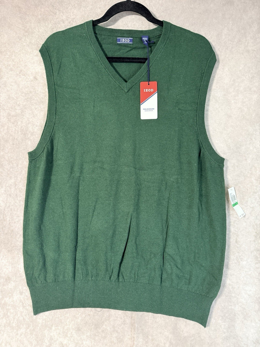NWT IZOD Men's Sleeveless Fieldhouse Sweater Darkest Spruce Size Large