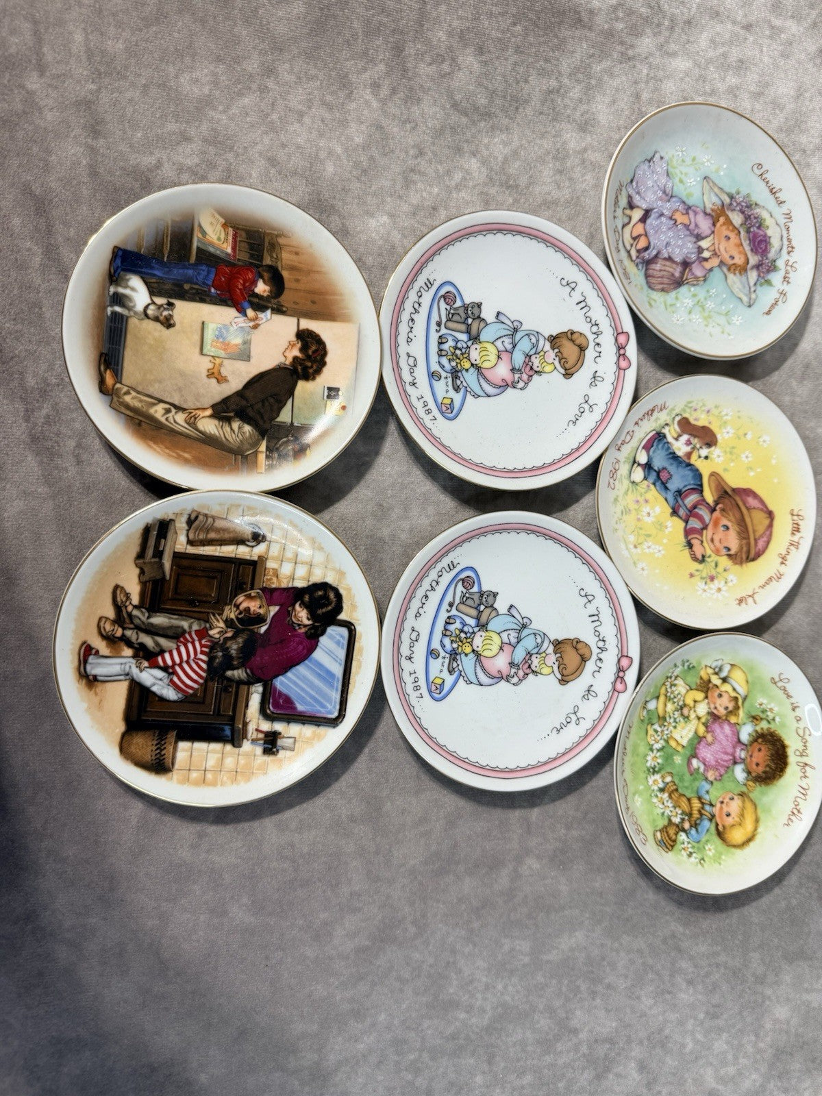Vintage Set Of 7 Special Memories Plates Mothers Day  80s