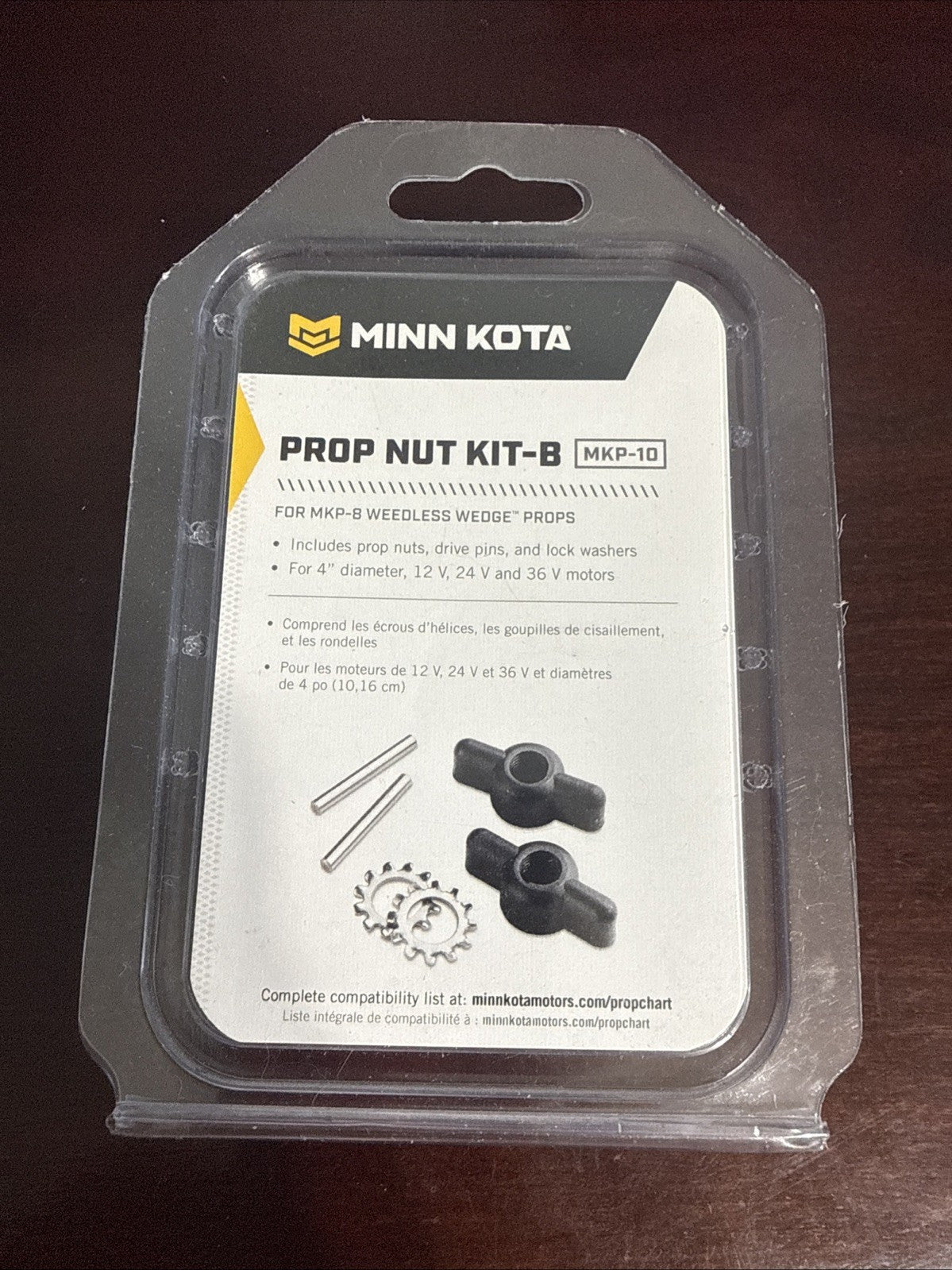 Minn Kota MKP 10 Prop Nut Kit B.  Fits MKP 4 and MKP 8.  4" dia motors. NEW