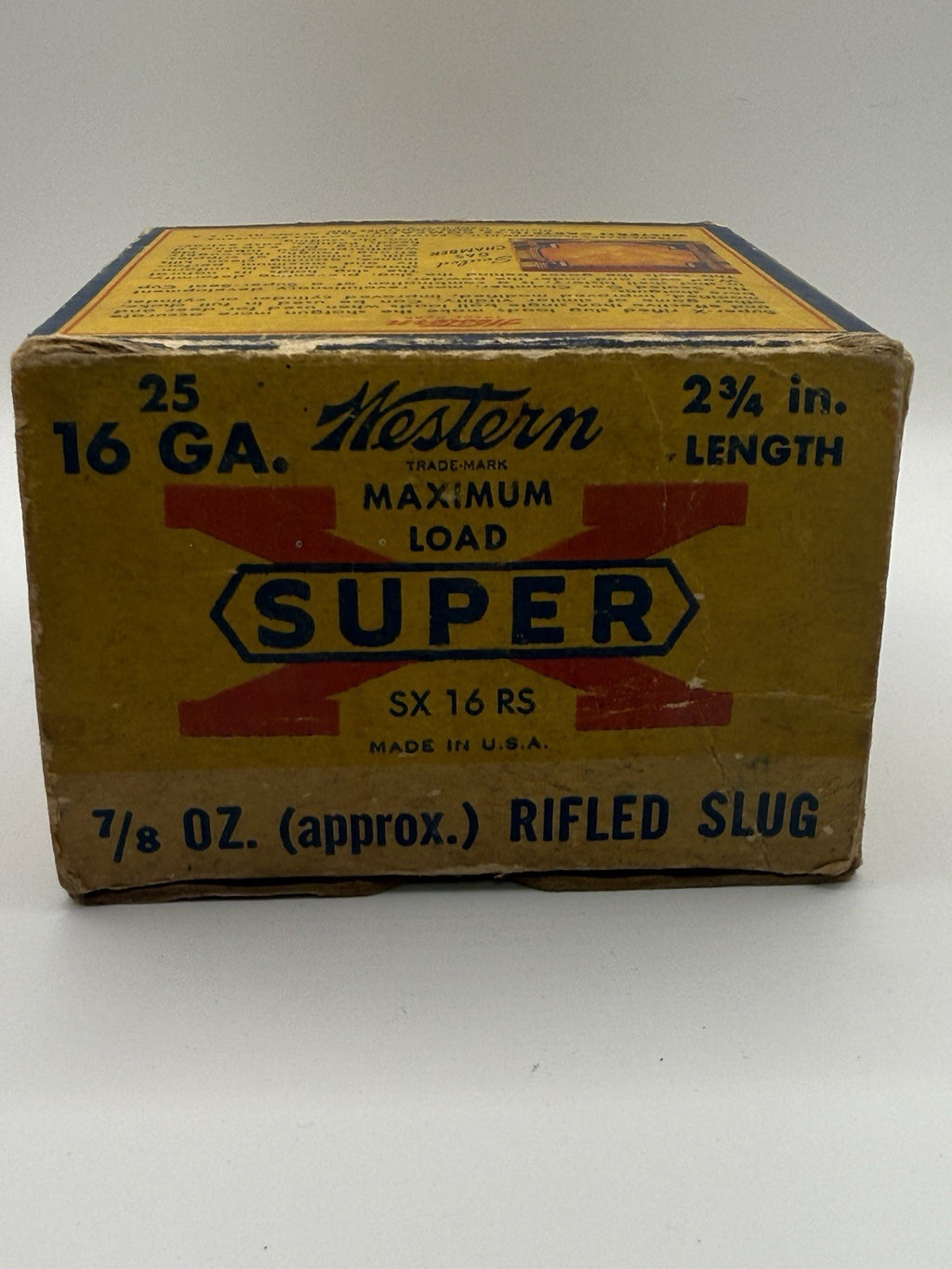 Western Super X Vintage 16 GA Rifle Slug Ammo Box