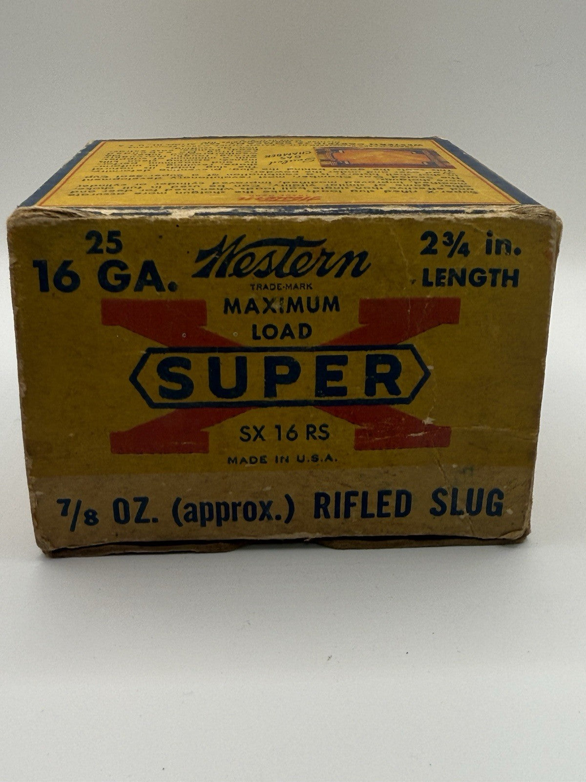 Western Super X Vintage 16 GA Rifle Slug Ammo Box