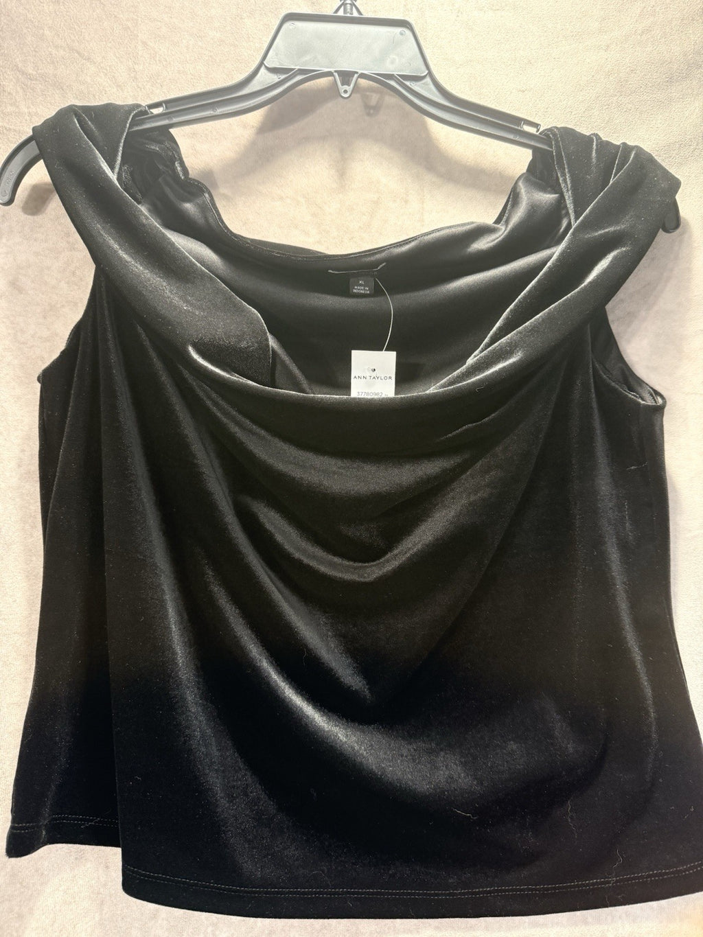 NWT Ann Taylor Black Velvet Soft Off The Shoulder Women’s Blouse Size XL