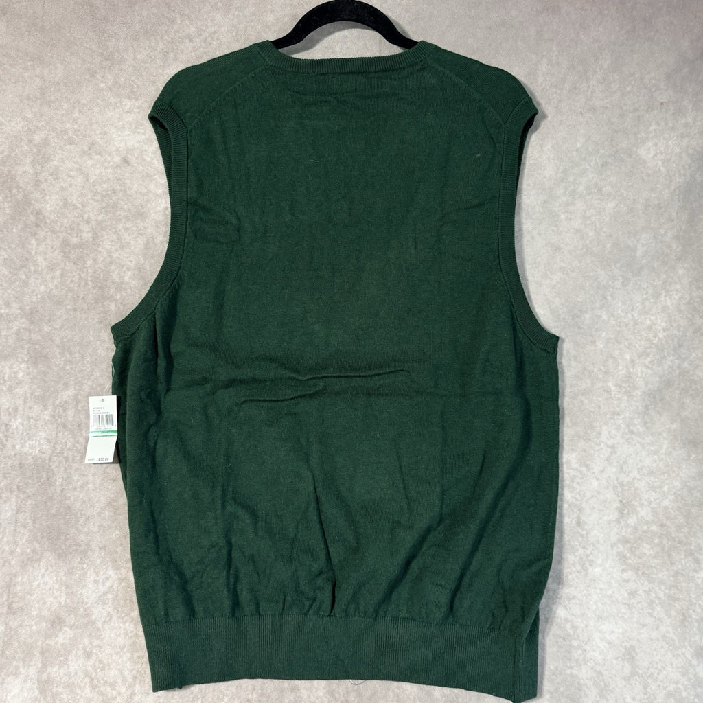 NWT IZOD Men's Sleeveless Fieldhouse Sweater Darkest Spruce Size Large