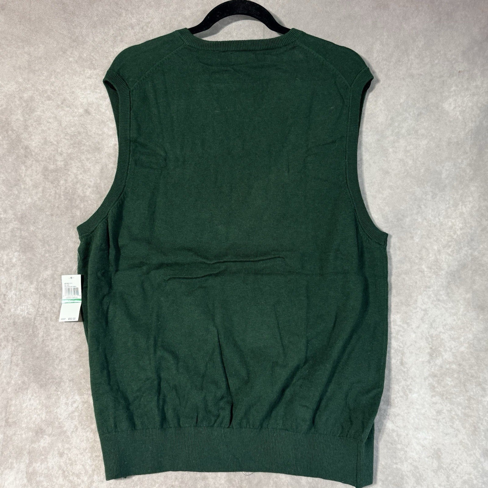 NWT IZOD Men's Sleeveless Fieldhouse Sweater Darkest Spruce Size Large