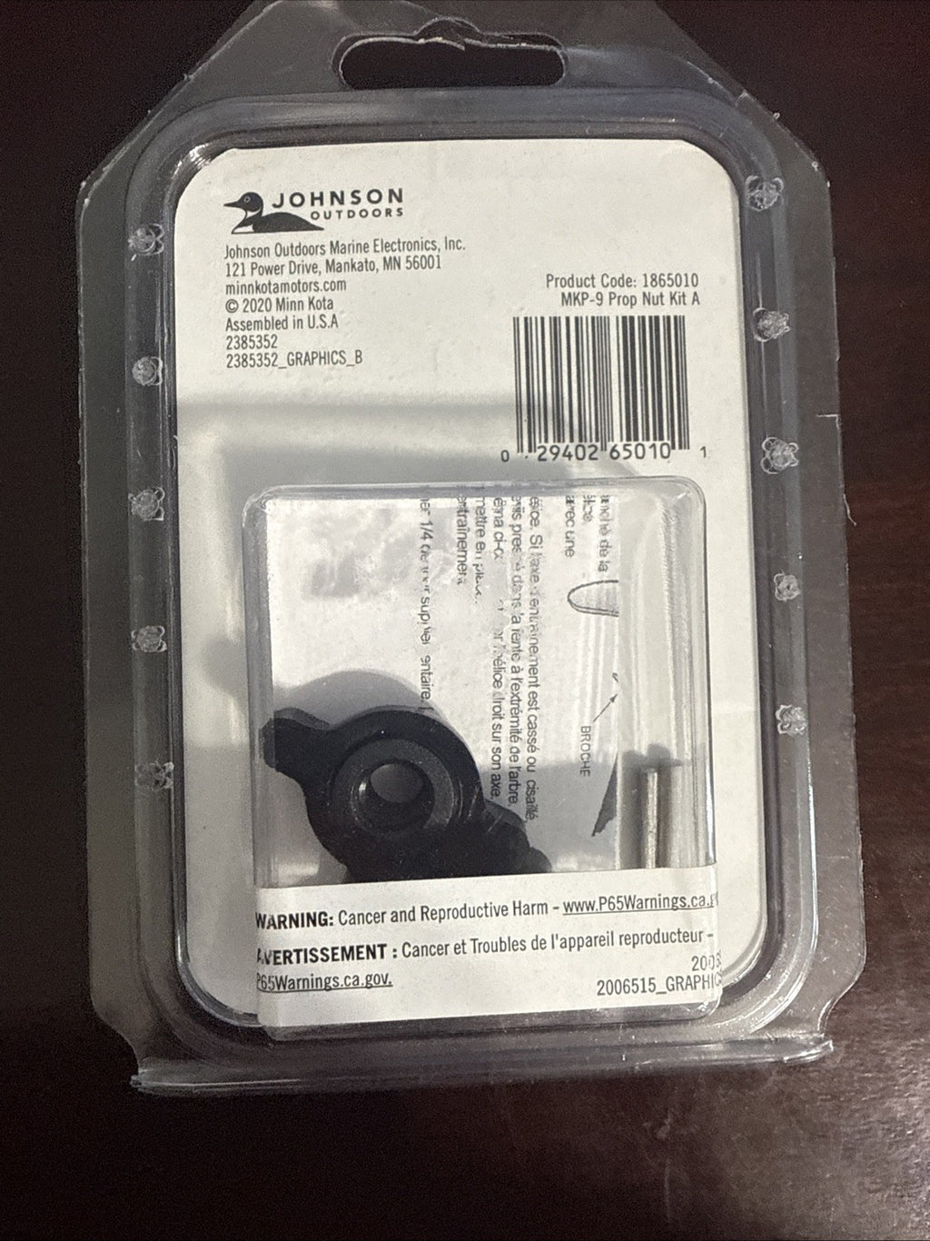 Minn Kota MKP-9 Prop Nut Replacement Kit + Lock Washers & Pins - A - 1865010
