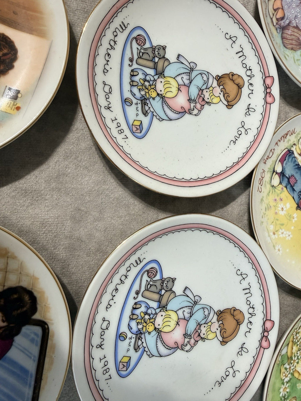 Vintage Set Of 7 Special Memories Plates Mothers Day  80s