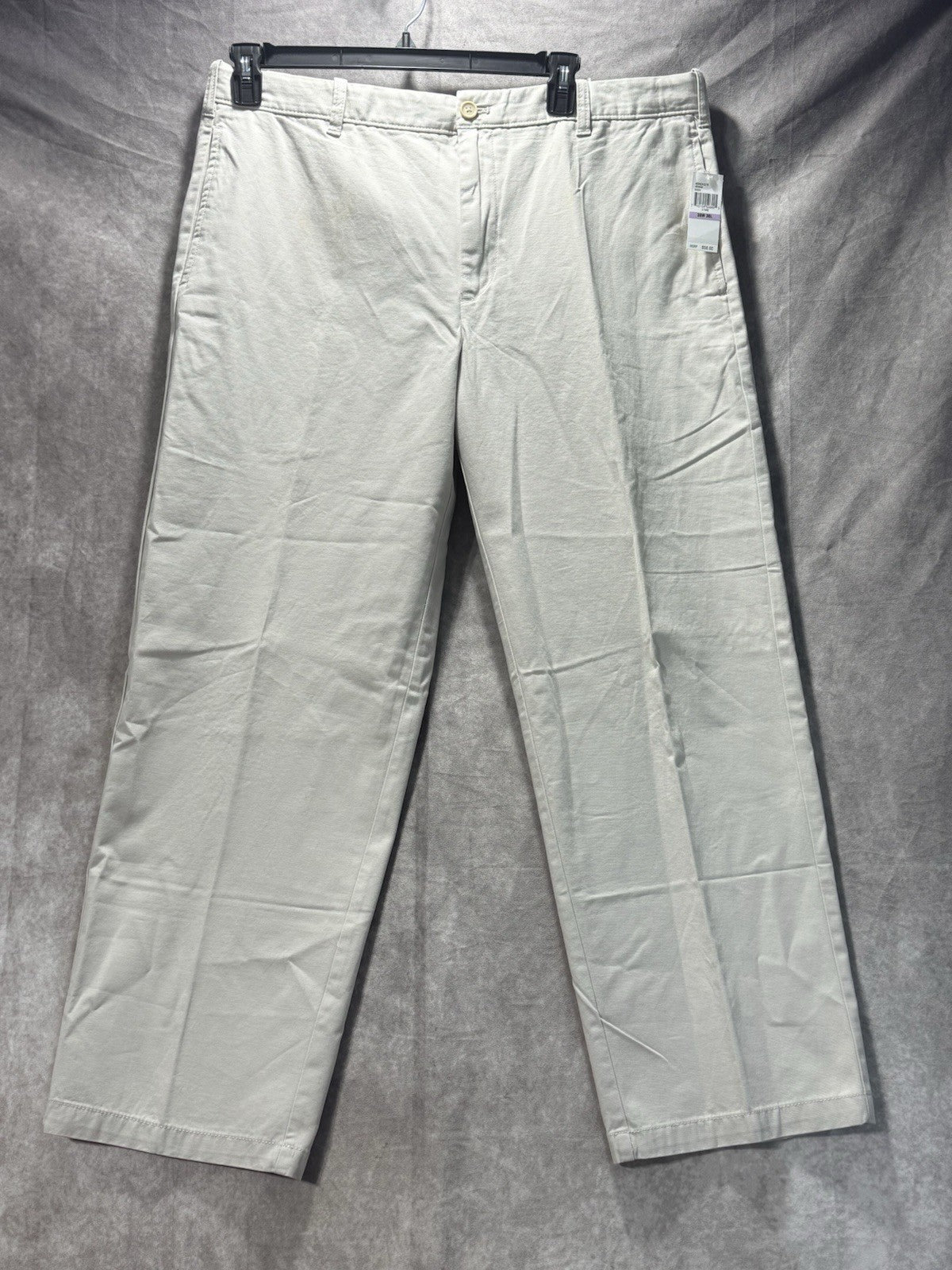 NWT IZOD Saltwater Chino Pants Stone Khaki Flat Front Relaxed Fit 38x30 MSRP $58