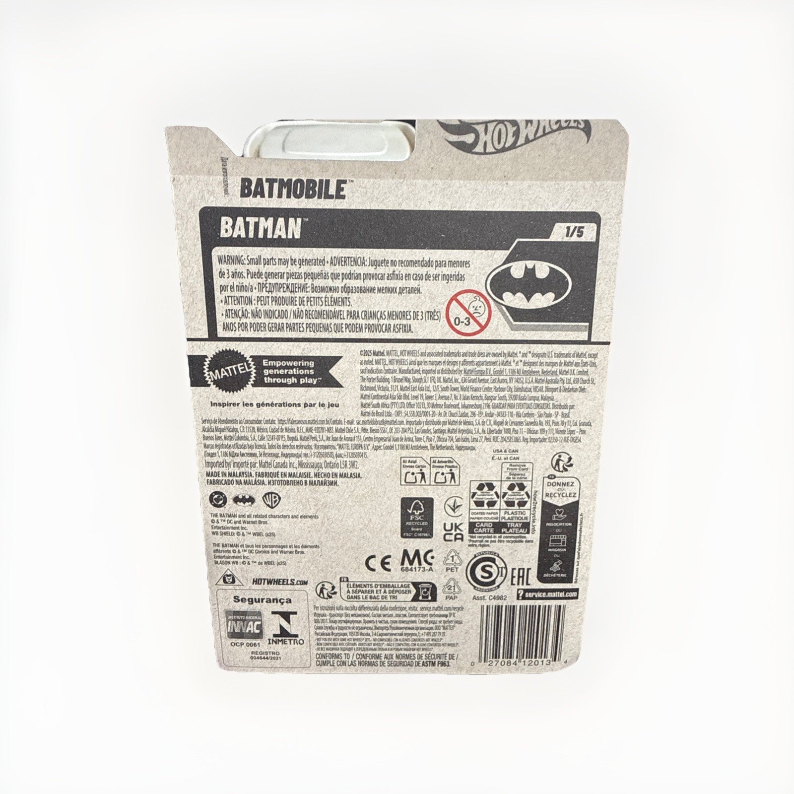 Hot Wheels Batmobile 1:64 Black Batman Diecast Car Ages 3+ Boys Girls Unopened