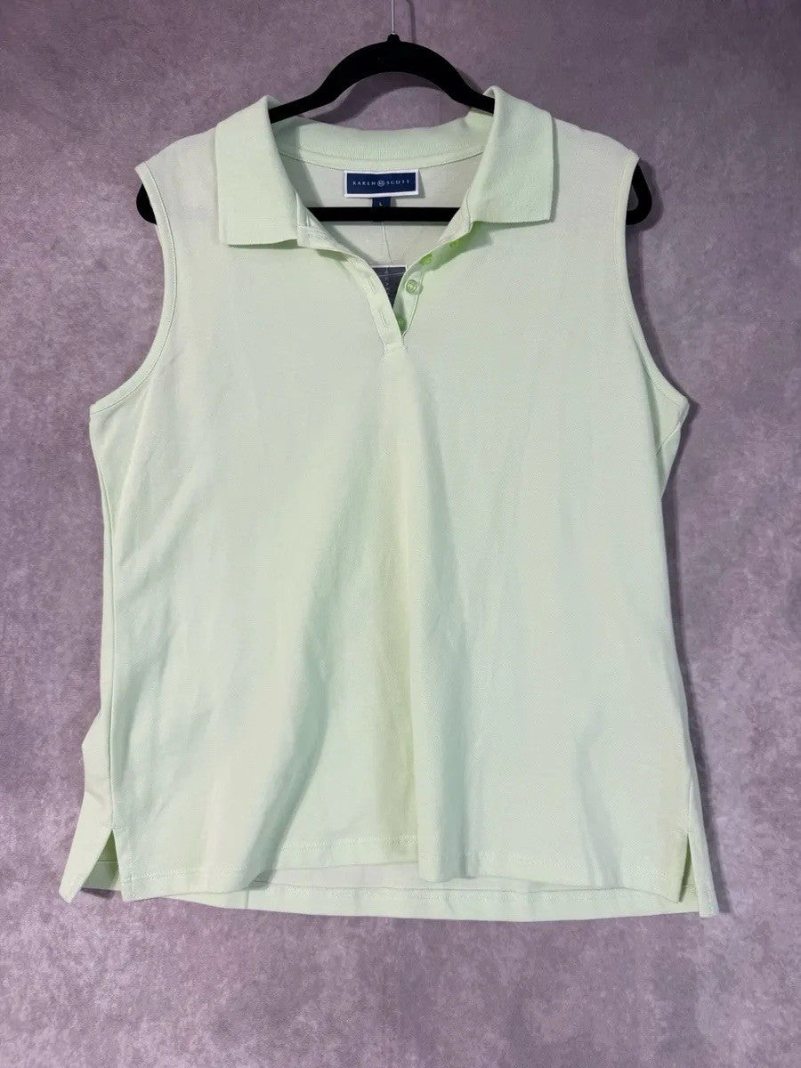 NWT Karen Scott light Green Collard Tank Women’s Size L