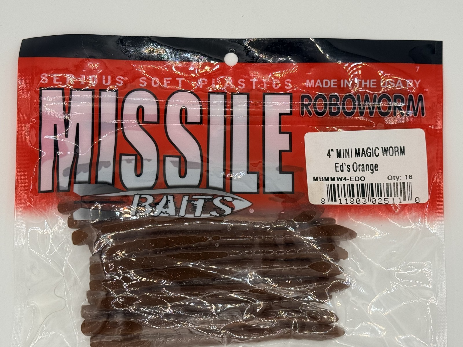 Missile Bait Roboworm 4" Mini Magic Worm Ed's Orange