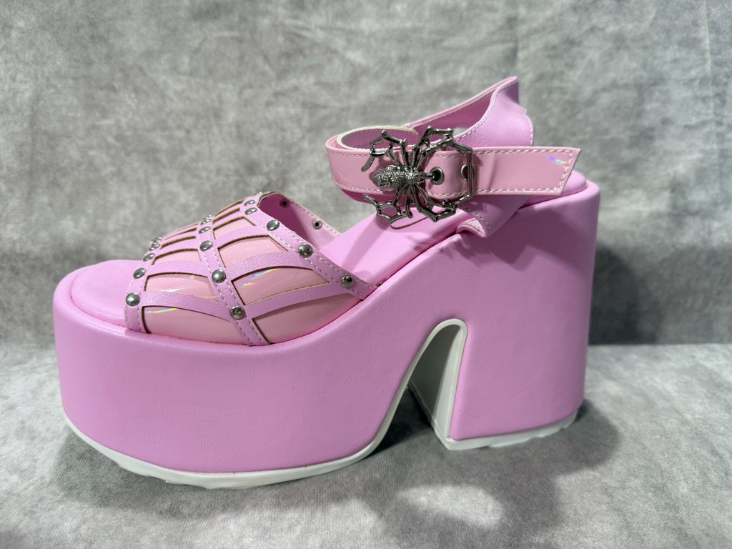 NWT Pink Demonia Platform Chunky Heels 