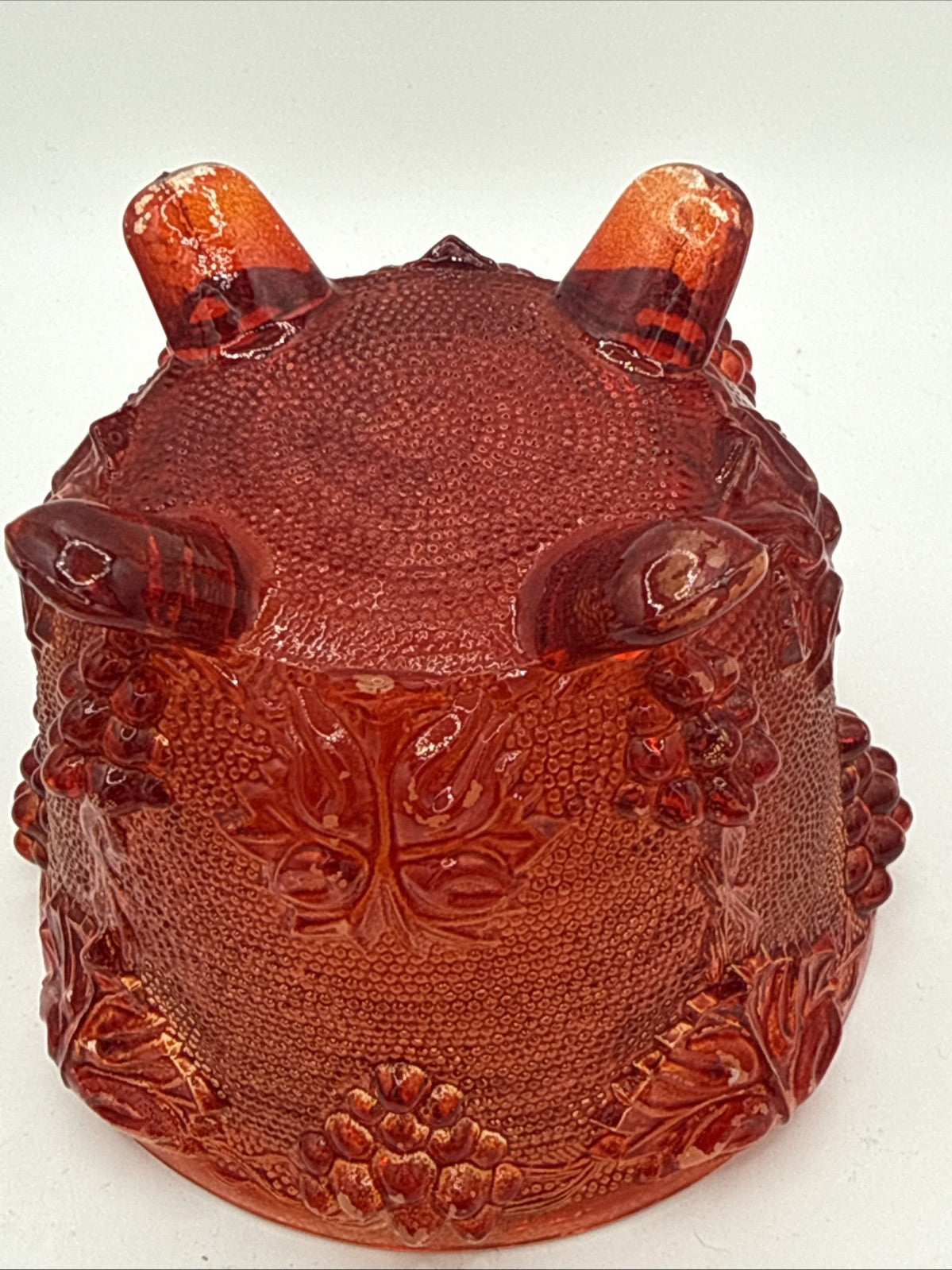 Vintage Mid-Century Modern Jeanette Ruby Red Harvest Grape Footed Candy Dish 