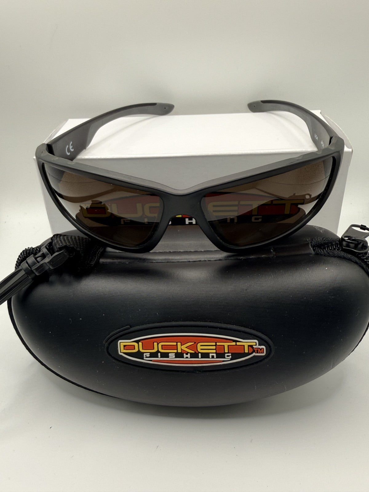 Duckett Fishing Jack-Black Frame Amber Polarized Lens Sunglasses NWT