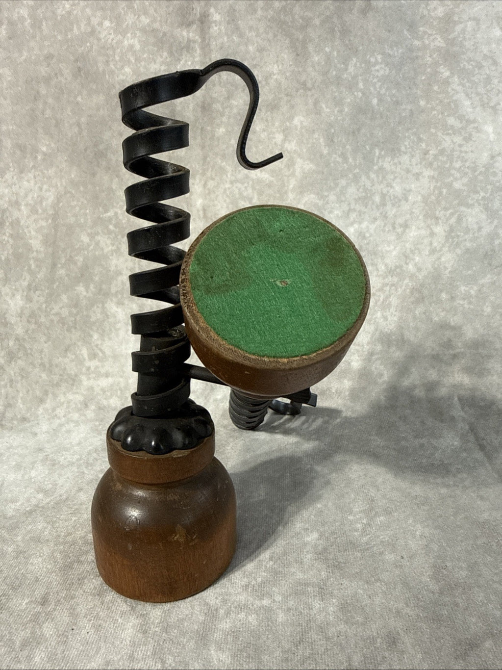 Set of 2 Vintage Courting Twist Candlestick holders Wood And Iron