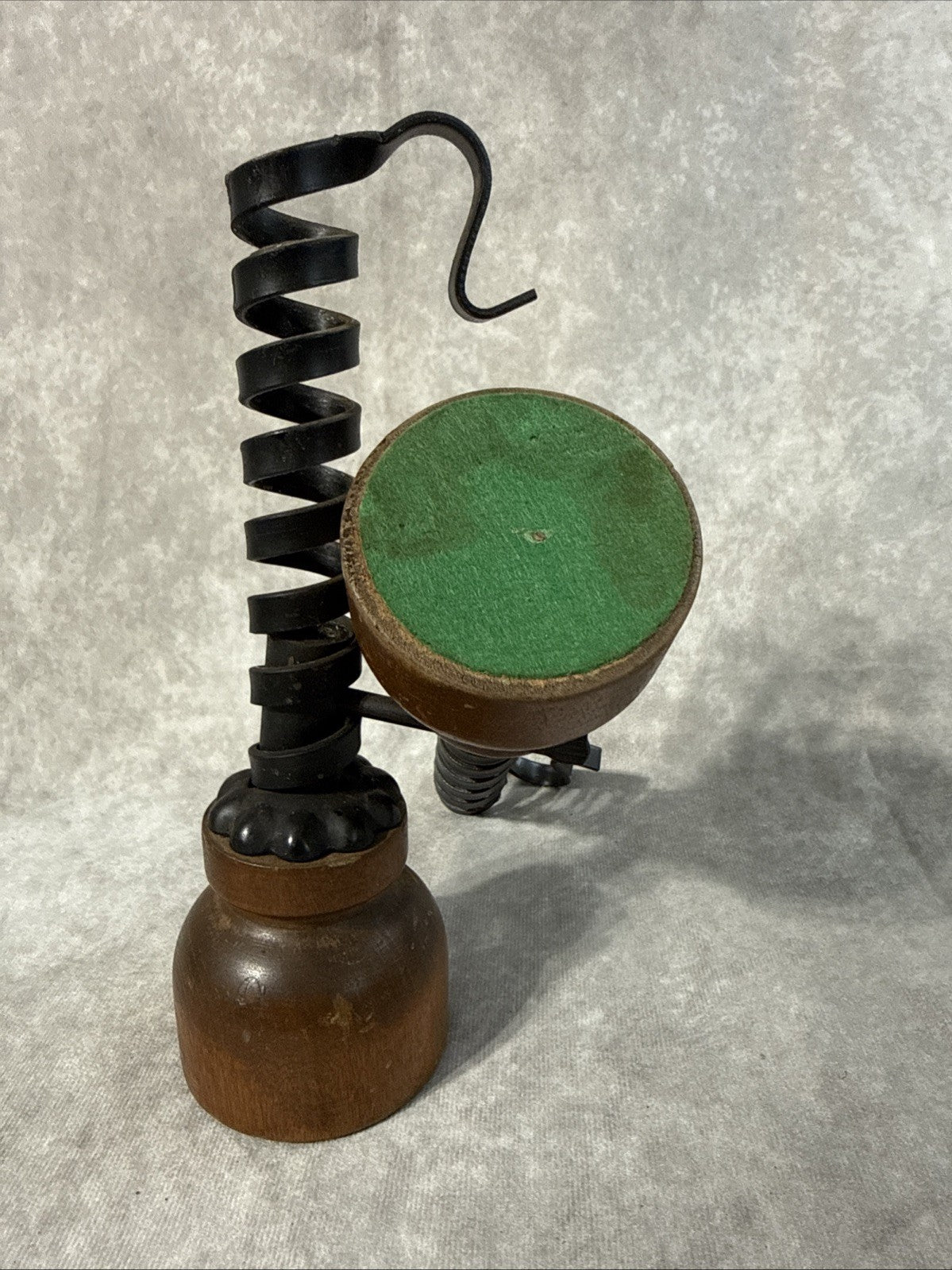Set of 2 Vintage Courting Twist Candlestick holders Wood And Iron