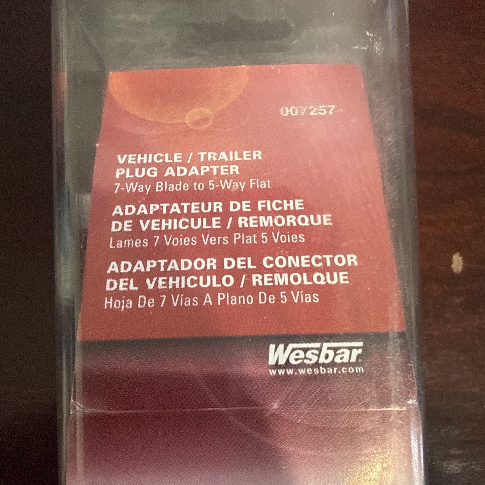 Wesbar 7257 Trailer Light Adapter 7-Way Round Blade Vehicle to 5-Way Flat Female