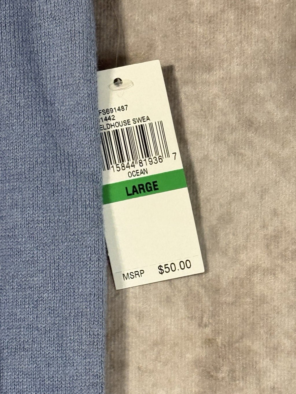 NWT IZOD Men’s Sleeveless Fieldhouse Sweater Ocean Blue Size Large