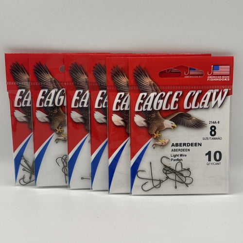 10 Eagle Claw 214A Size 8 Bronze Aberdeen Light Wire Crappie Pan Fish Hooks