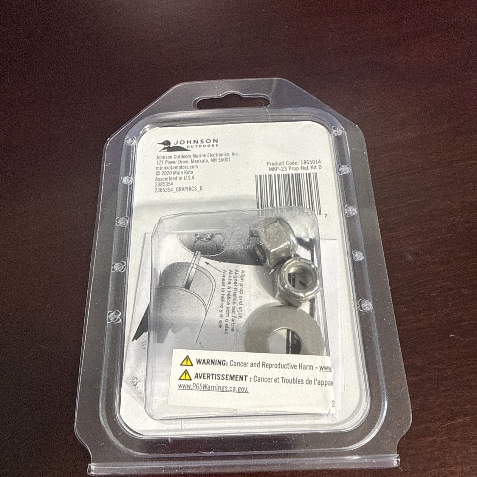 Minn Kota MKP-23 Prop & Nut Kit D 1865014 UPC 029402012817