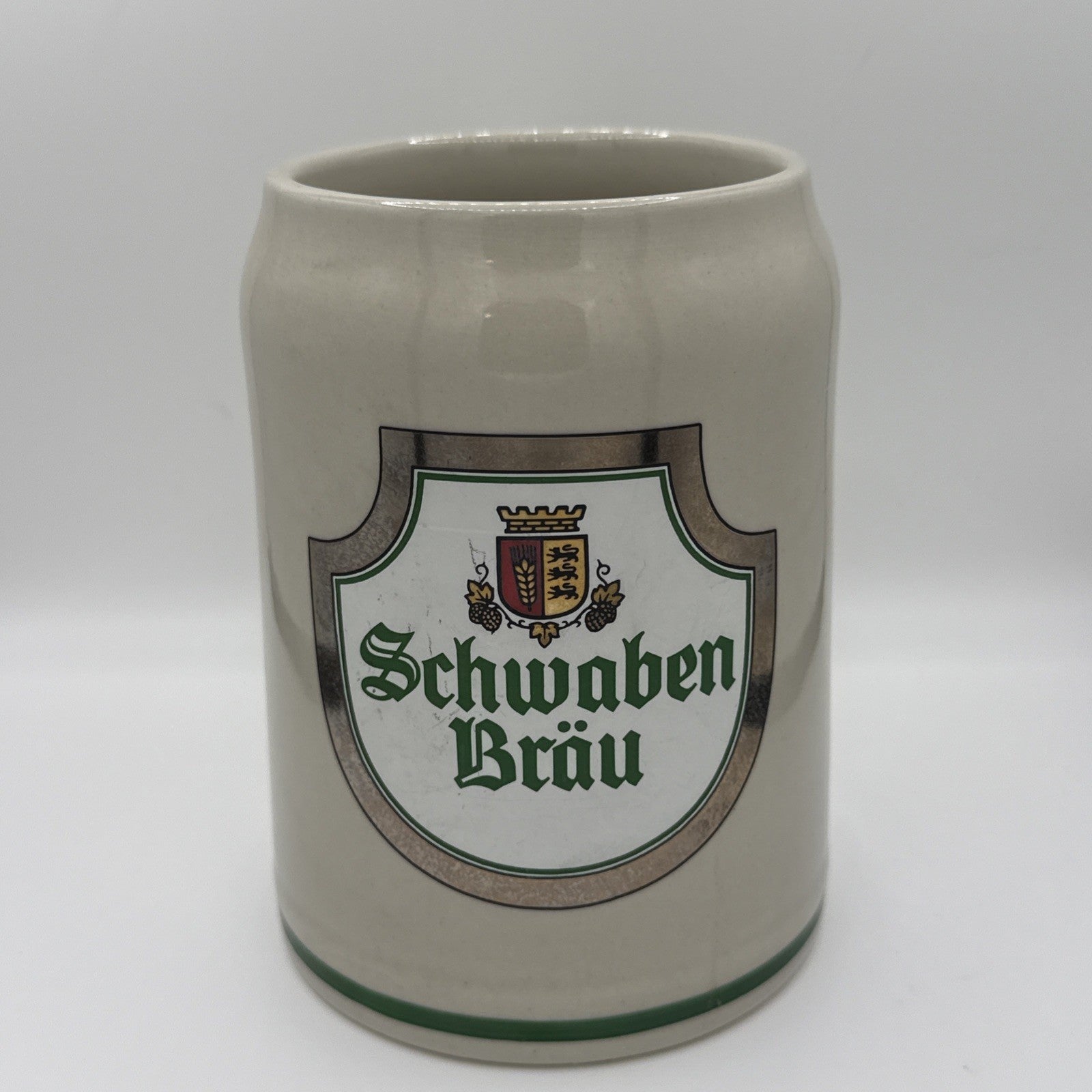Vintage Stoneware Beer Mug Crock Stein German Schwaben Brau Stuttgarter .5L