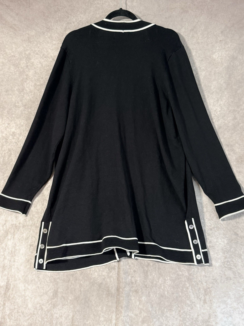 NWT Liz Claiborne Career Woman Black & White Combo Open Front Cardigan Size XL