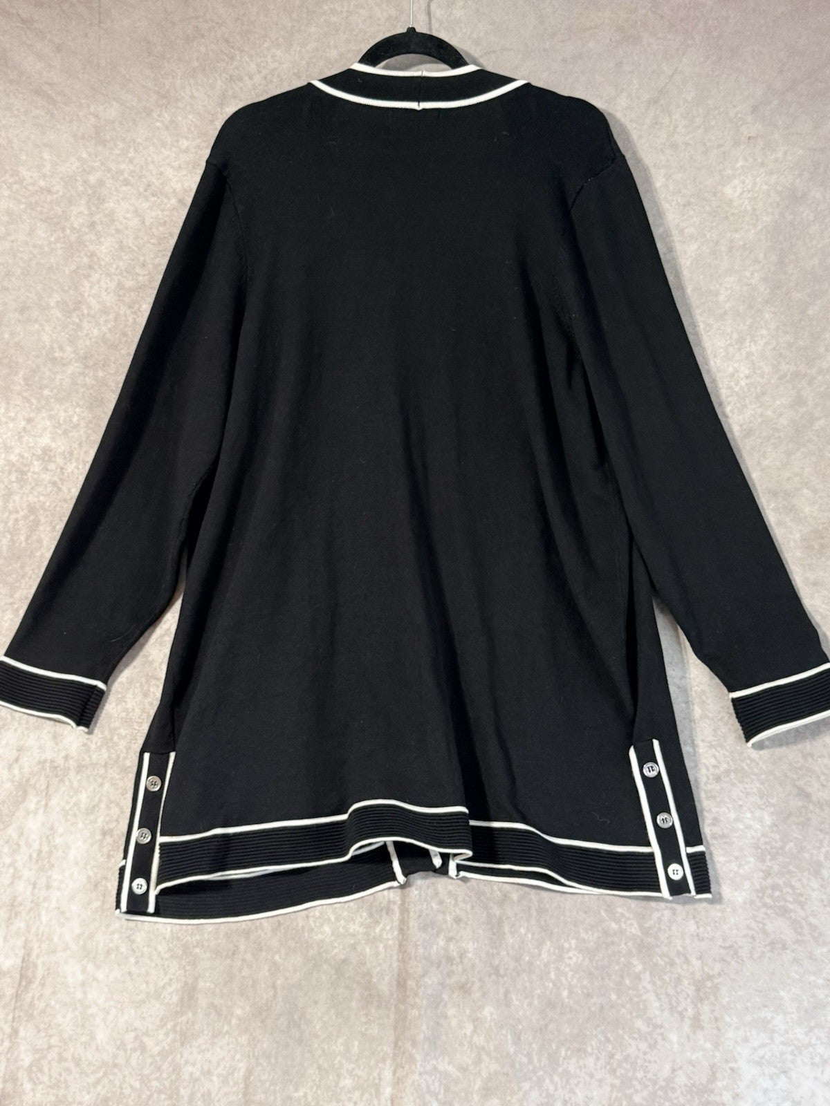 NWT Liz Claiborne Career Woman Black & White Combo Open Front Cardigan Size XL
