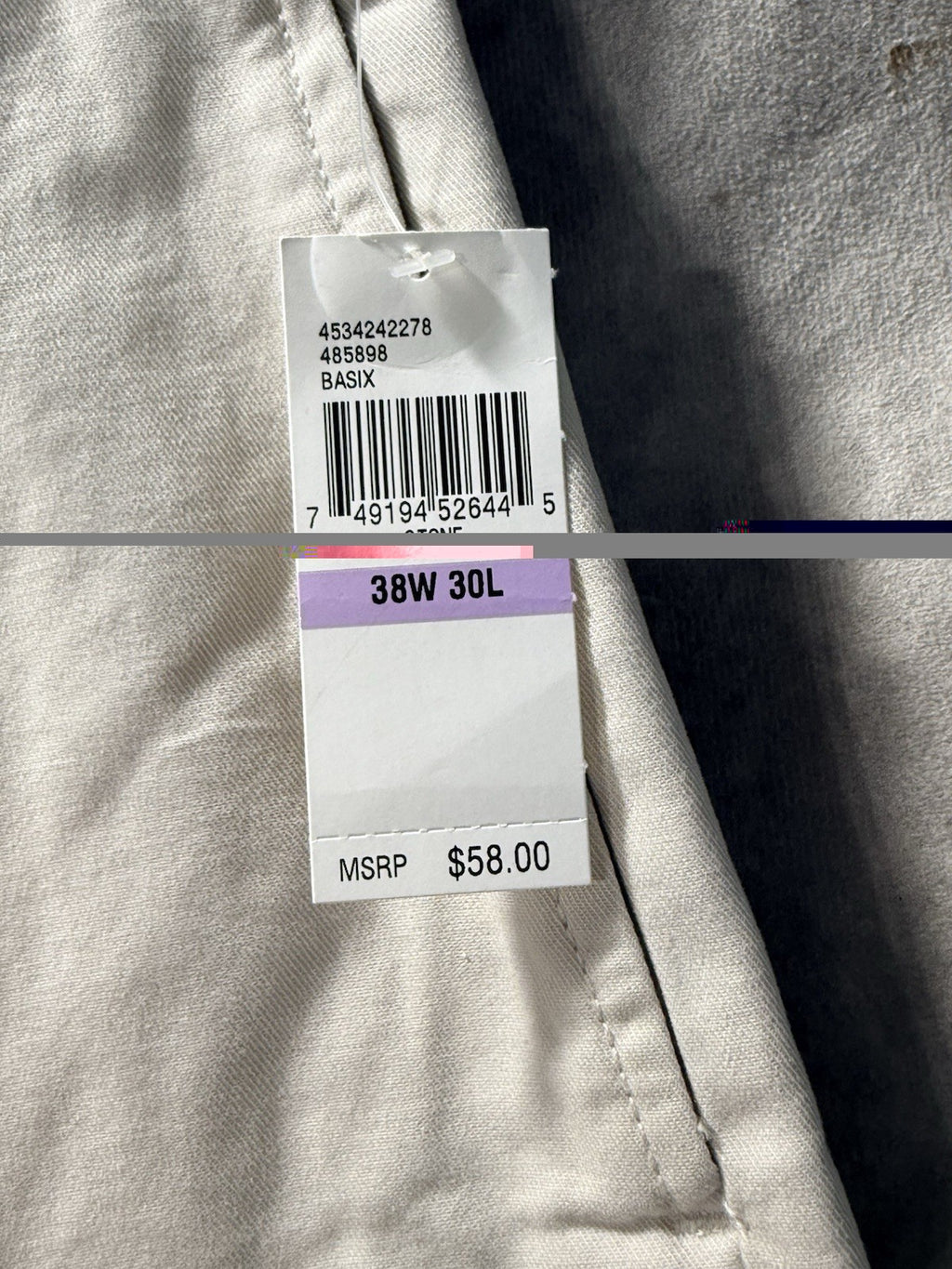 NWT IZOD Saltwater Chino Pants Stone Khaki Flat Front Relaxed Fit 38x30 MSRP $58